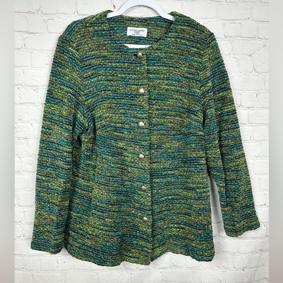 Alfred Dunner green‎ Knit Button Front VTG Cardigan Sweater sz 16W Made in USA - Picture 1 of 5